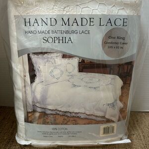 Vintage New In Package White Battenburg Lace King Size Comforter/ Duvet Cover